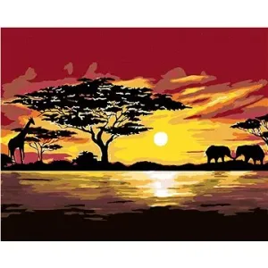Malování podle čísel - Afrika žirafa a sloni