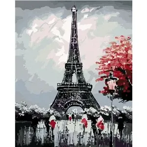 Malování podle čísel - Eiffelovka s červeným stromem