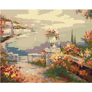Malování podle čísel - Květinová terasa nad mořem