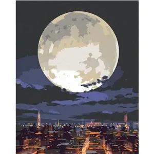 Měsíční svit nad nočním městem, 40×50 cm, bez rámu a bez vypnutí plátna