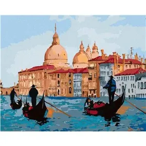 Pohled z gondol na Benátky, 80×100 cm, vypnuté plátno na rám