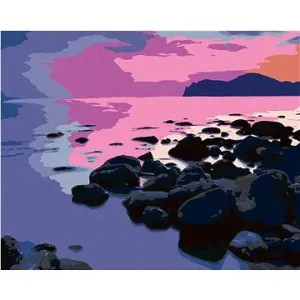 Západ slunce nad skalnatým pobřežím, 40×50 cm, bez rámu a bez vypnutí plátna