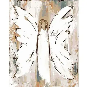 Bílý malovaný anděl (Haley Bush), 40×50 cm, vypnuté plátno na rám