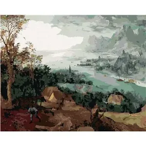 Zuty - Malování podle čísel - KRAJINA S ROZSÉVAČEM (PIETER BRUEGEL), 80x100 cm, vypnuté plátno na rá