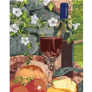 Zuty - Malování Podle Čísel - Zátiší Sklenka Vína A Jídlo (Mardell Schuster), 80X100 Cm, Plátno+Rám