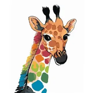 Duhová žirafa, 40×50 cm, bez rámu a bez vypnutí plátna