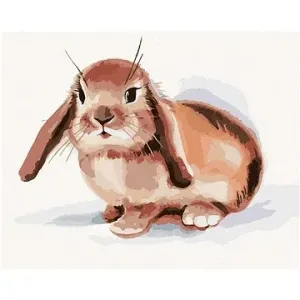 Hnědý králík na bílém pozadí, 80×100 cm, bez rámu a bez vypnutí plátna