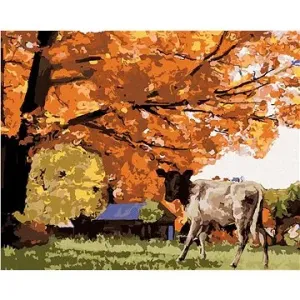 Kráva pod stromem, 80×100 cm, vypnuté plátno na rám