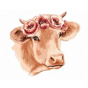 Kráva s květinovým věncem, 40×50 cm, bez rámu a bez vypnutí plátna