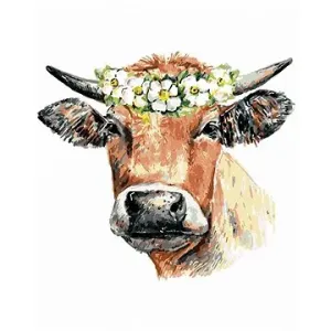 Kráva s věncem, 80×100 cm, bez rámu a bez vypnutí plátna