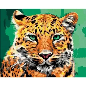 Leopard se zelenýma očima, 40×50 cm, bez rámu a bez vypnutí plátna