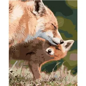 Liška a mládě, 80×100 cm, bez rámu a bez vypnutí plátna