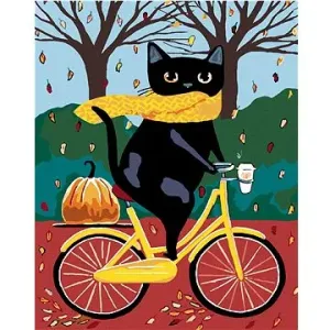 Malování podle čísel - Černá kočka a žluté kolo