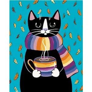 Malování podle čísel - Kočička s pruhovanou šálou