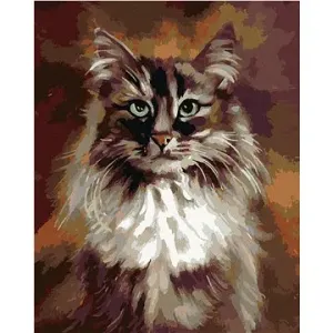 Malování podle čísel - Kočka na hnědém pozadí