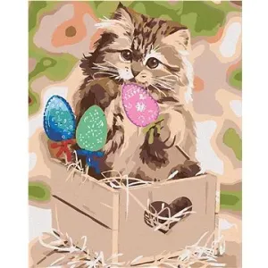Malování podle čísel - Kotě a velikonoční vajíčka