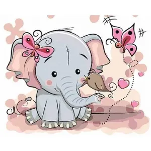 Malování podle čísel - Malý slon s motýli