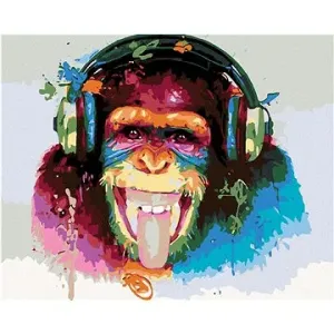 Malování podle čísel - Opice se sluchátky