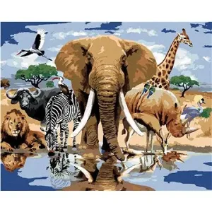 Malování podle čísel - Zvířata u oázy afrika (Howard Robinson)
