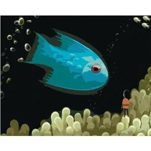 Modrá rybka, 80×100 cm, vypnuté plátno na rám