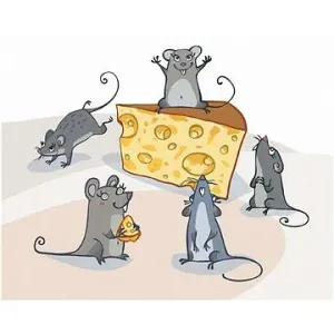 Myšky a sýr, 40×50 cm, bez rámu a bez vypnutí plátna