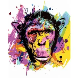 Opice na barevném pozadí, 40×50 cm, bez rámu a bez vypnutí plátna