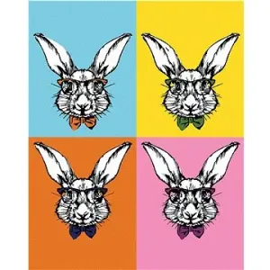 Pop-art králíci s brýlemi, 40×50 cm, bez rámu a bez vypnutí plátna