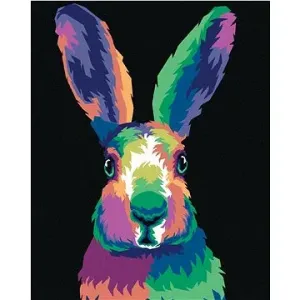 Pop-art králík na černém pozadí, 40×50 cm, bez rámu a bez vypnutí plátna