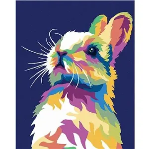 Pop-art králík na modrém pozadí, 40×50 cm, bez rámu a bez vypnutí plátna