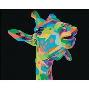 Pop-art žirafa na černém pozadí, 80×100 cm, vypnuté plátno na rám