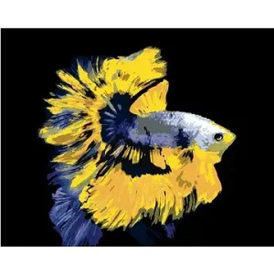 Ryba bojovnice žlutomodrá, 80×100 cm, vypnuté plátno na rám