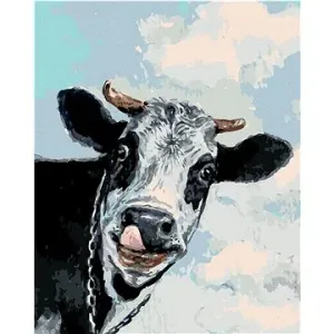 Šťastná kráva, 80×100 cm, vypnuté plátno na rám