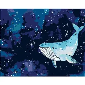 Velryba plave po noční obloze, 80×100 cm, bez rámu a bez vypnutí plátna