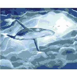 Velryba v oblacích, 80×100 cm, vypnuté plátno na rám