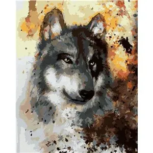 Vlk na hnědém pozadí, 40×50 cm, bez rámu a bez vypnutí plátna