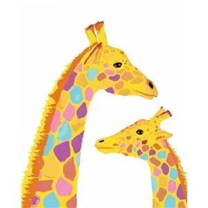 Žirafa a její mládě, 40×50 cm, bez rámu a bez vypnutí plátna