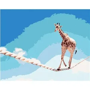 Žirafa na laně, 80×100 cm, vypnuté plátno na rám