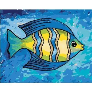 Žlutomodrá rybka, 80×100 cm, vypnuté plátno na rám