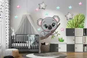 Nálepka na zeď pro děti roztomilá koala ve hvězdách #4235268